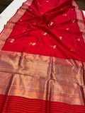 Red Pure Banarasi Handloom Silk Saree - Aura Benaras