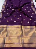 Deep Purple Pure Banarasi Handloom Silk Saree - Aura Benaras
