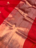 Red Pure Banarasi Handloom Silk Saree - Aura Benaras