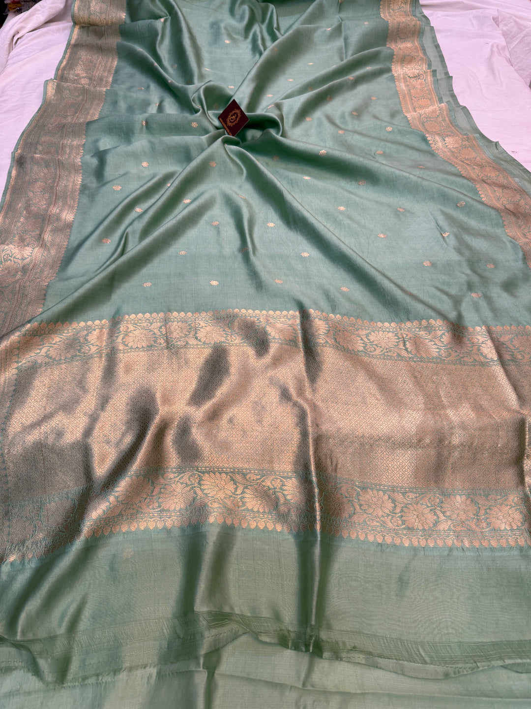 Sage Green Pure Silk Handloom Banarasi Saree