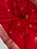 Red Pure Banarasi Handloom Silk Saree - Aura Benaras