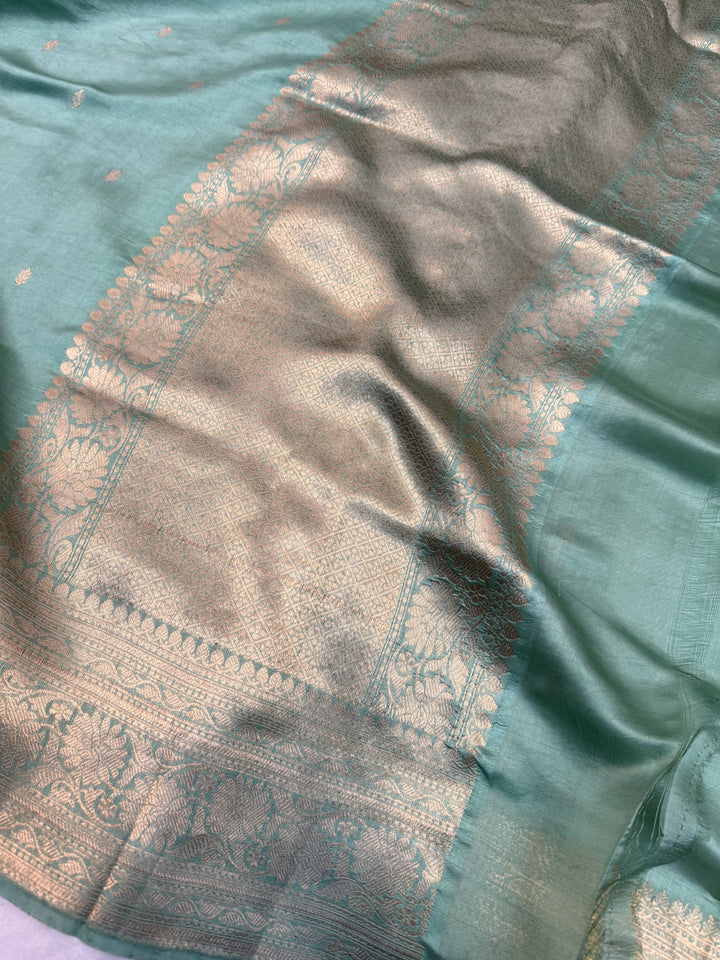 Sage Green Pure Silk Handloom Banarasi Saree