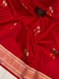 Red Pure Banarasi Handloom Silk Saree - Aura Benaras