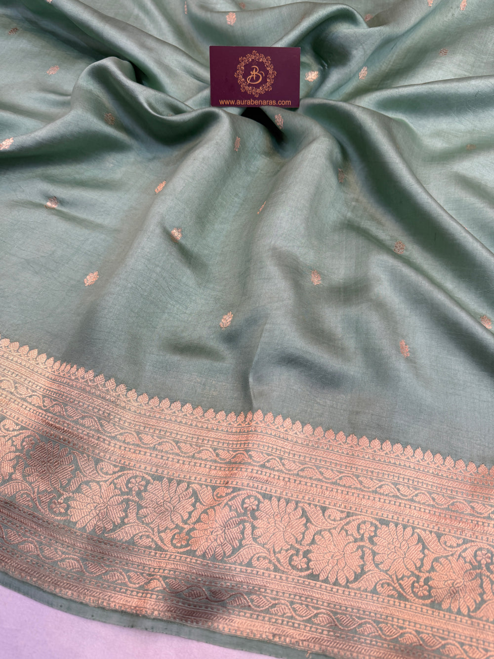 Sage Green Pure Silk Handloom Banarasi Saree