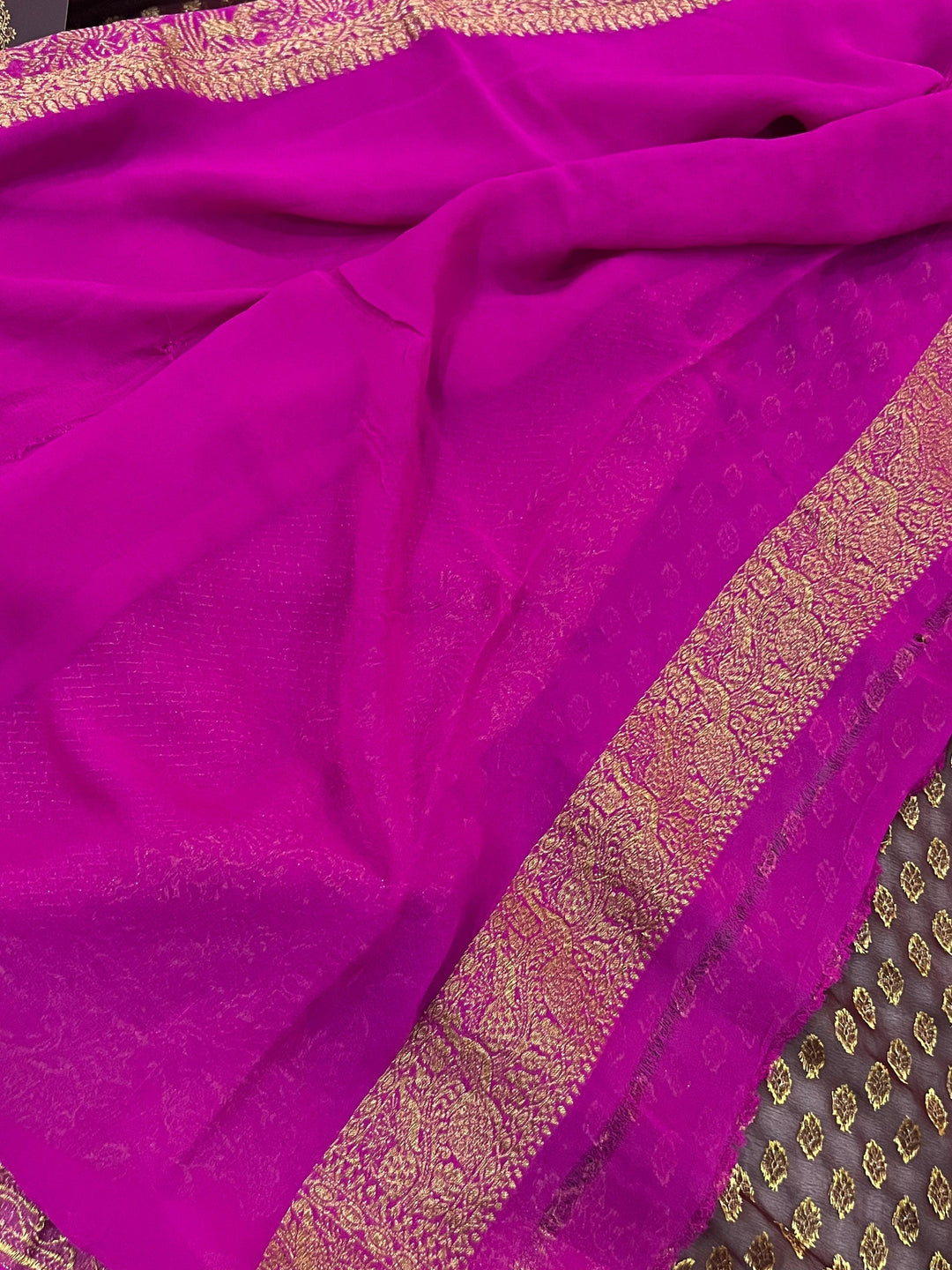 Coffee Brown Banarasi Handloom Pure Khaddi Georgette Saree - Aura Benaras