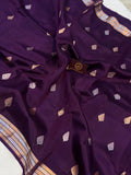 Deep Purple Pure Banarasi Handloom Silk Saree - Aura Benaras