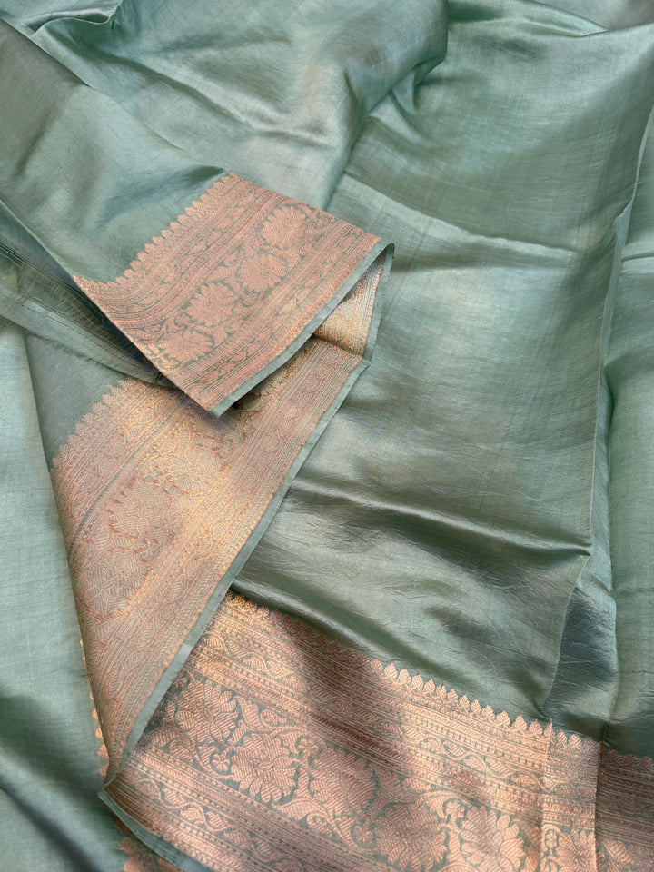 Sage Green Pure Silk Handloom Banarasi Saree