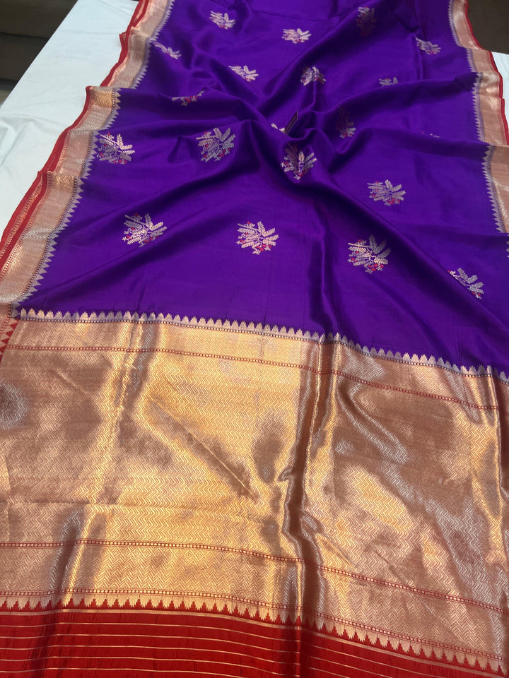 Purple Pure Banarasi Handloom Silk Saree