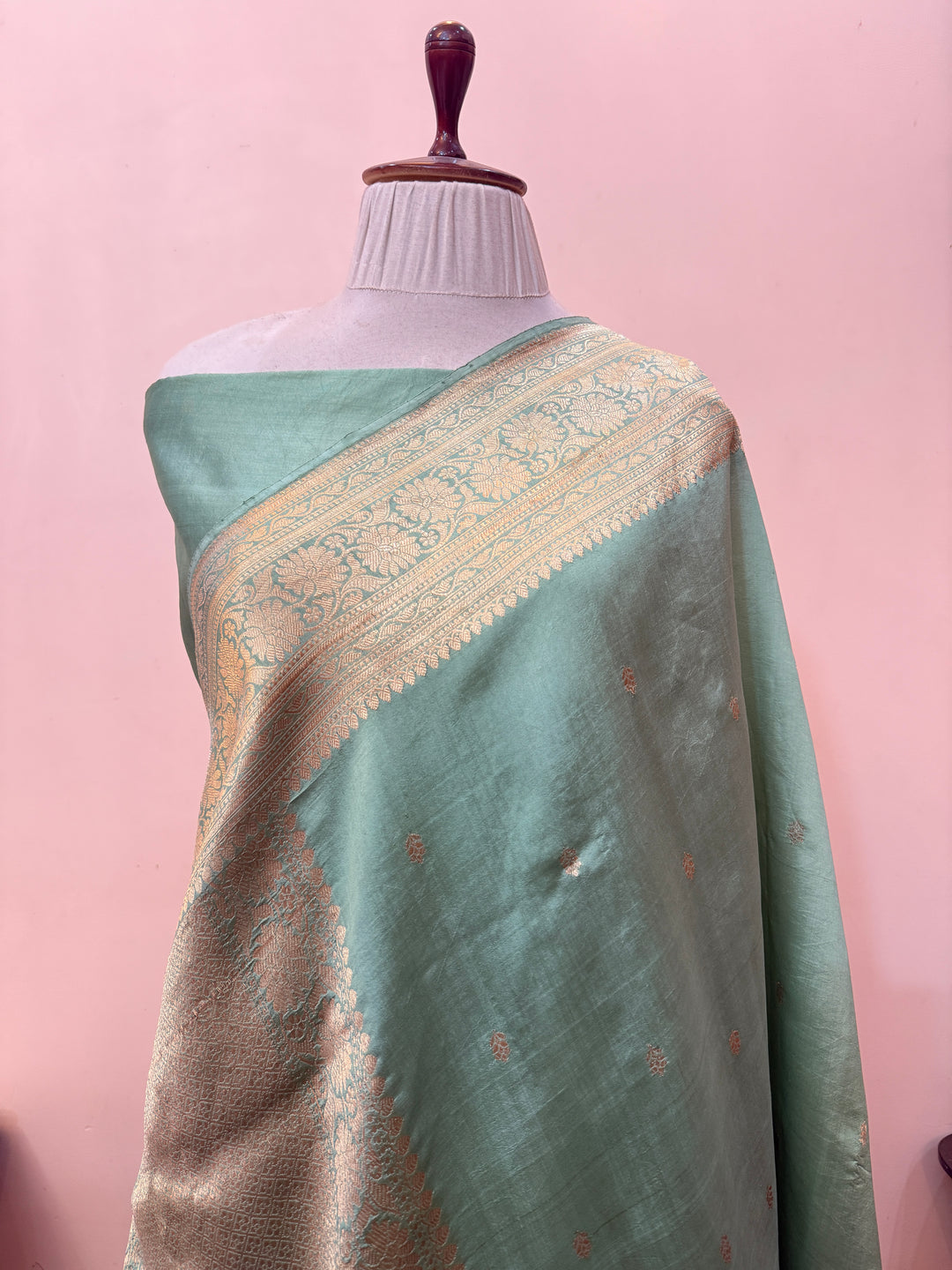 Sage Green Pure Silk Handloom Banarasi Saree