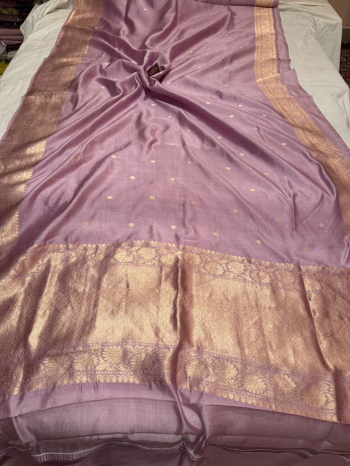 Pastel Lavender Pure Silk Handloom Banarasi Saree