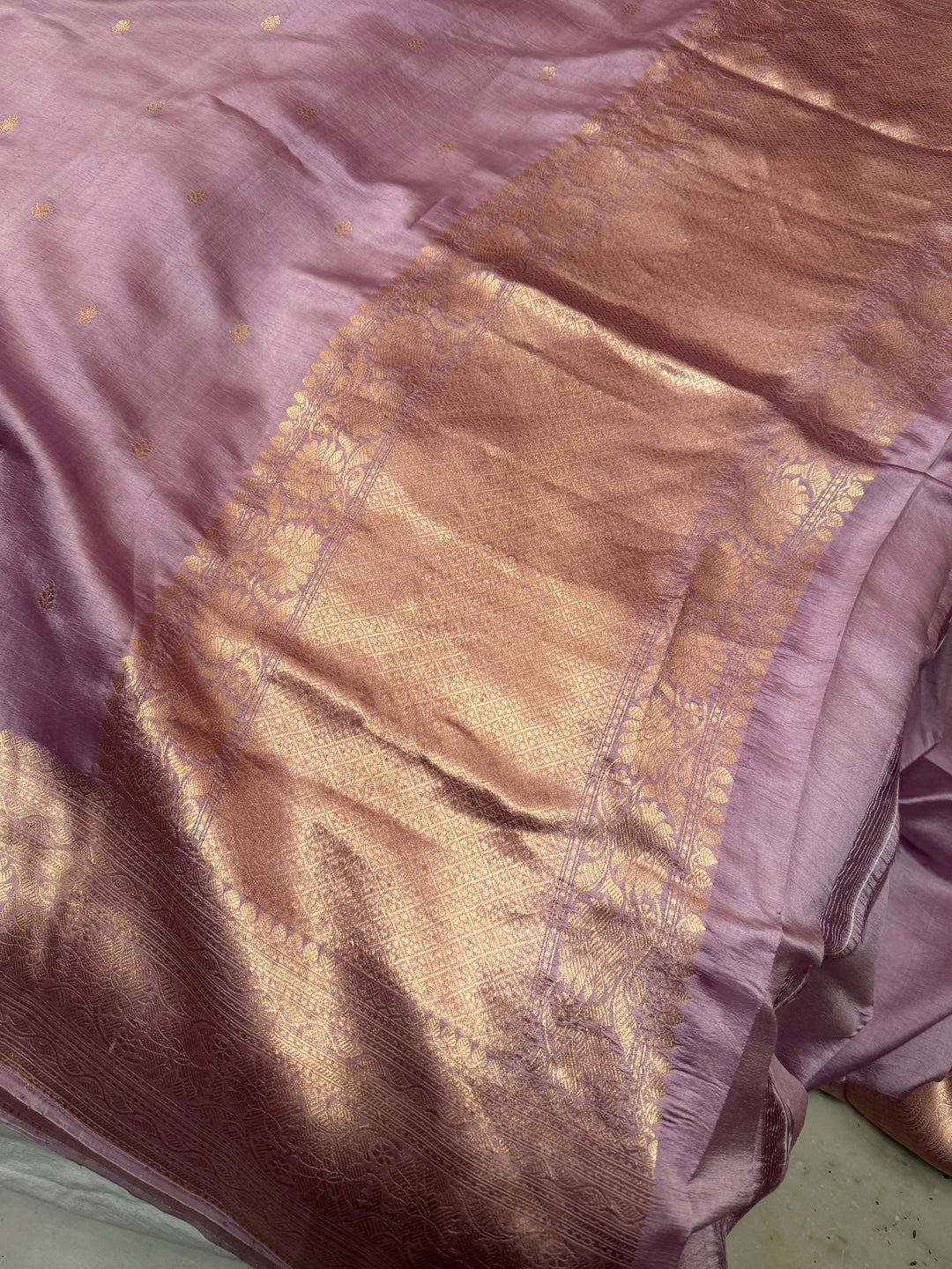 Pastel Lavender Pure Silk Handloom Banarasi Saree