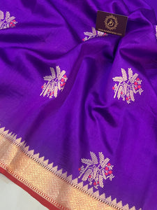 Purple Pure Banarasi Handloom Silk Saree