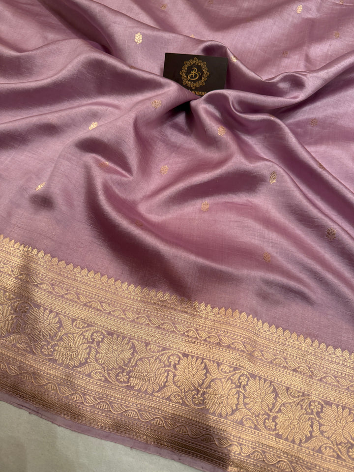 Pastel Lavender Pure Silk Handloom Banarasi Saree