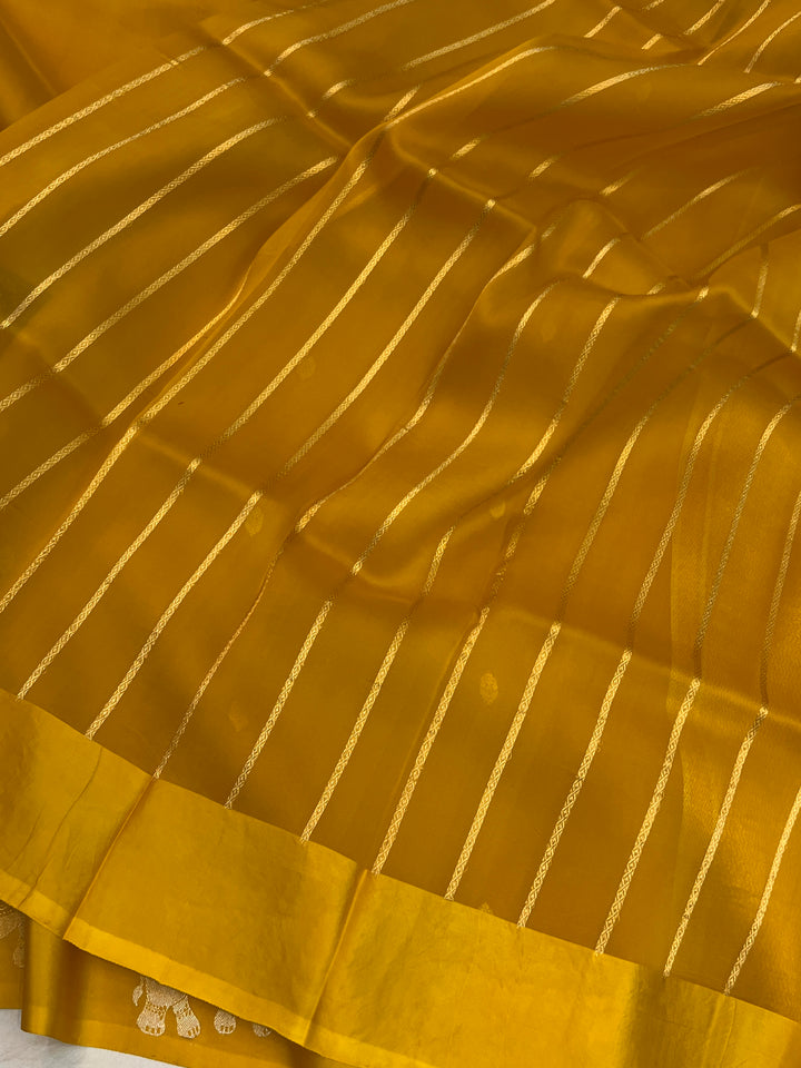 Yellow Pure Kora Silk Handloom Banarasi Saree