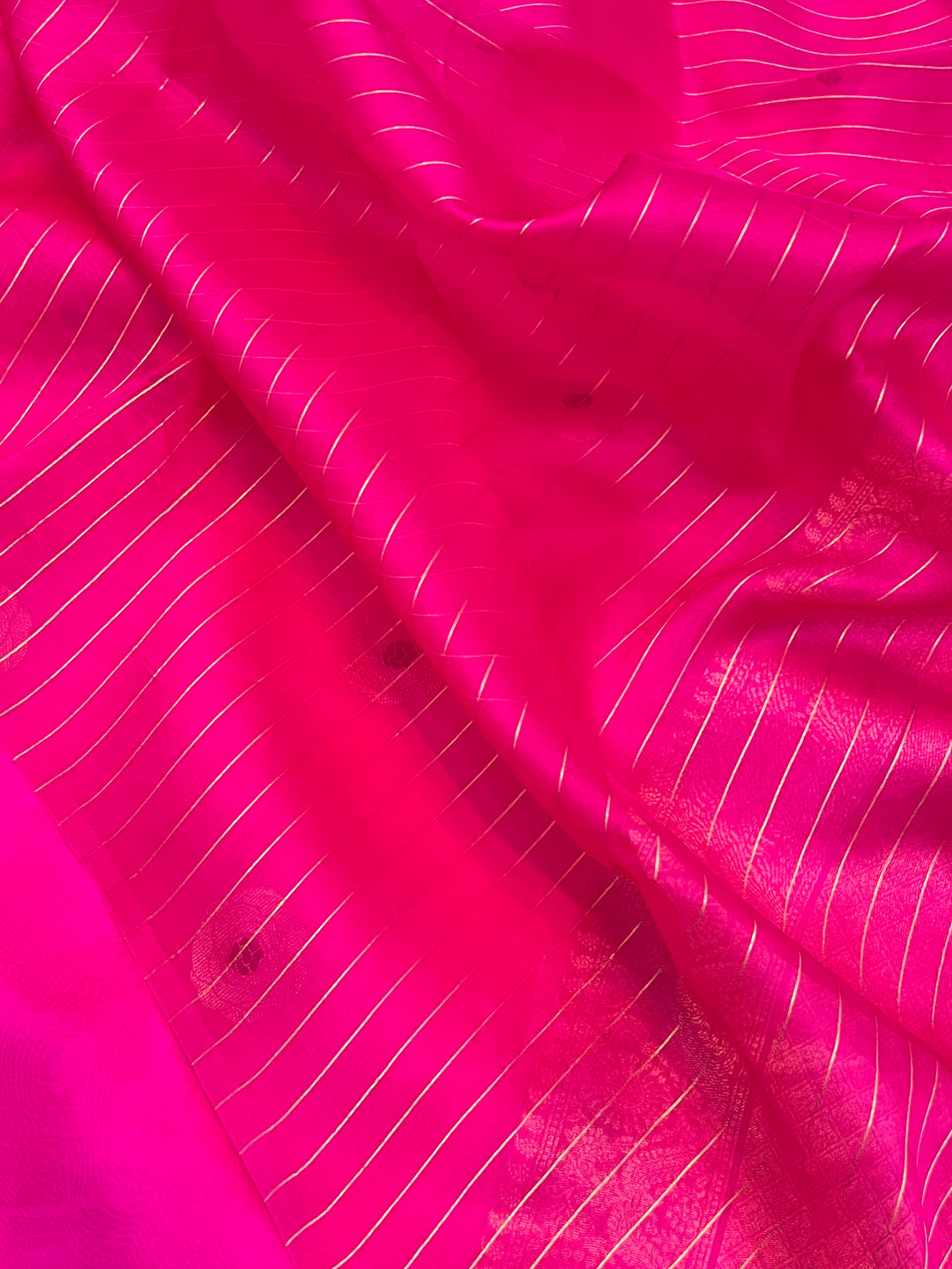 Rani Pink Pure Kora Silk Handloom Banarasi Saree