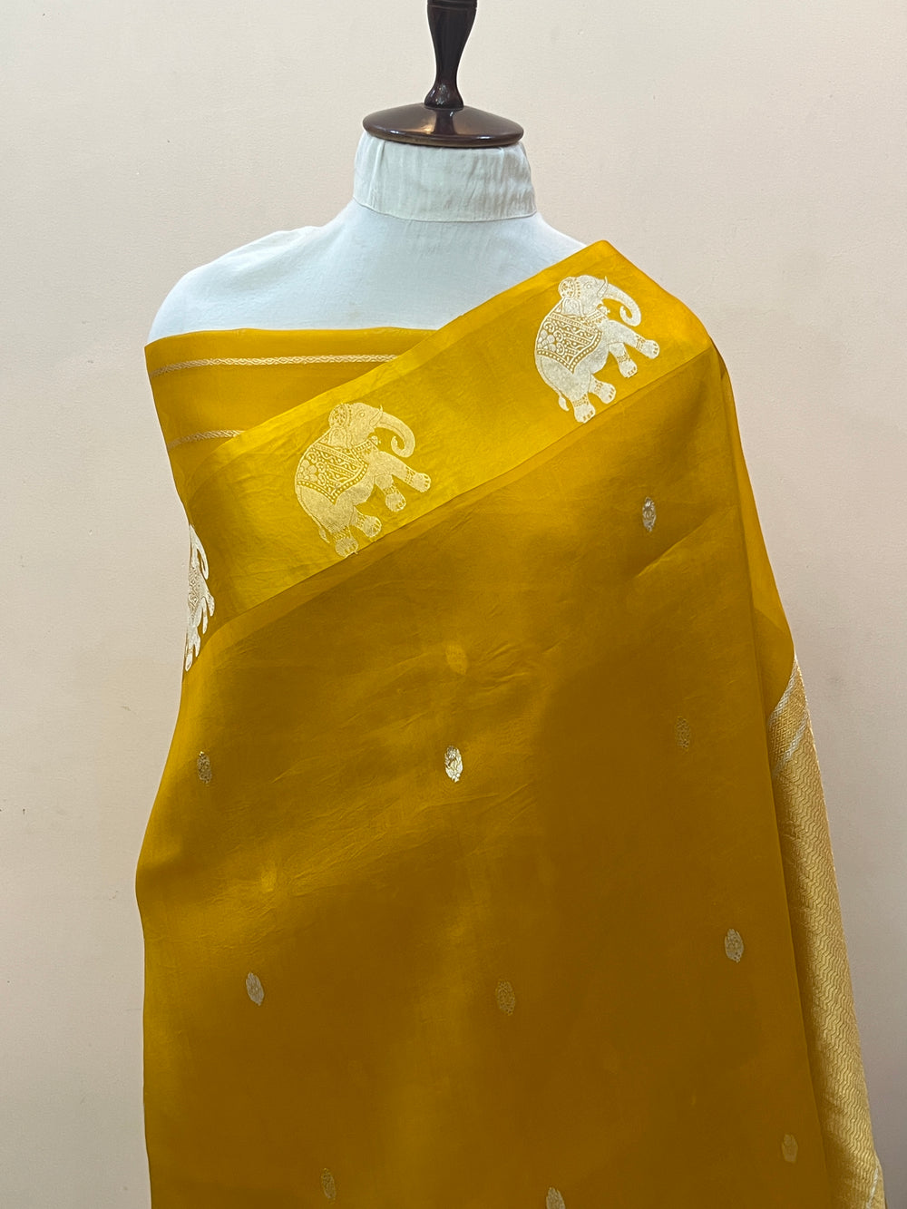 Yellow Pure Kora Silk Handloom Banarasi Saree
