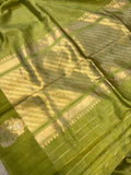 Mehendi Green Pure Banarasi Handloom Silk Saree - Aura Benaras