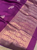 Purple Pure Banarasi Handloom Silk Saree - Aura Benaras