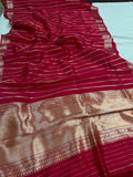 Reddish Pink Pure Banarasi Handloom Silk Saree - Aura Benaras