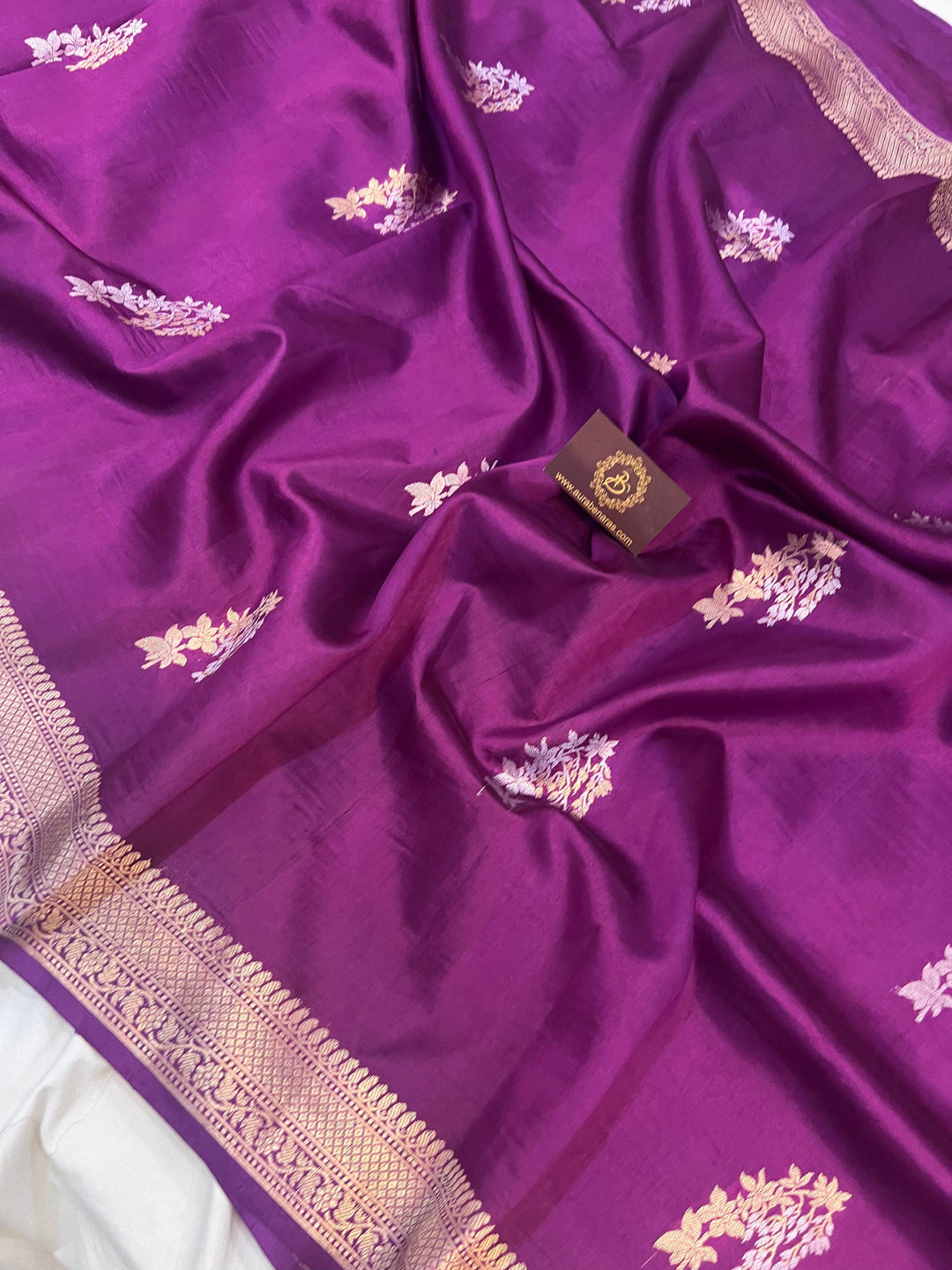 Purple Pure Banarasi Handloom Silk Saree - Aura Benaras