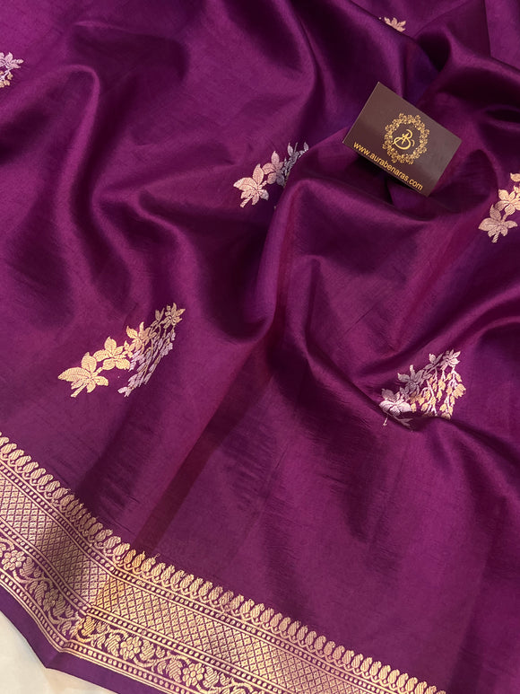 Purple Pure Banarasi Handloom Silk Saree - Aura Benaras