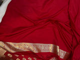 Red Banarasi Handloom Satin SIlk Saree - Aura Benaras