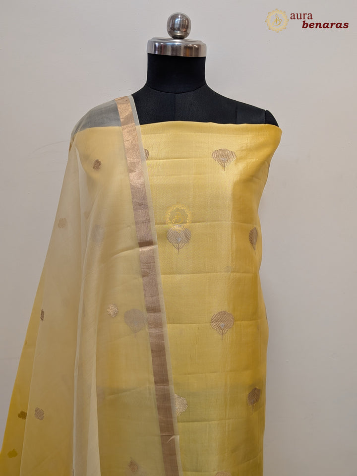 Pastel Yellow Pure Silk Handwoven Banarasi Suit
