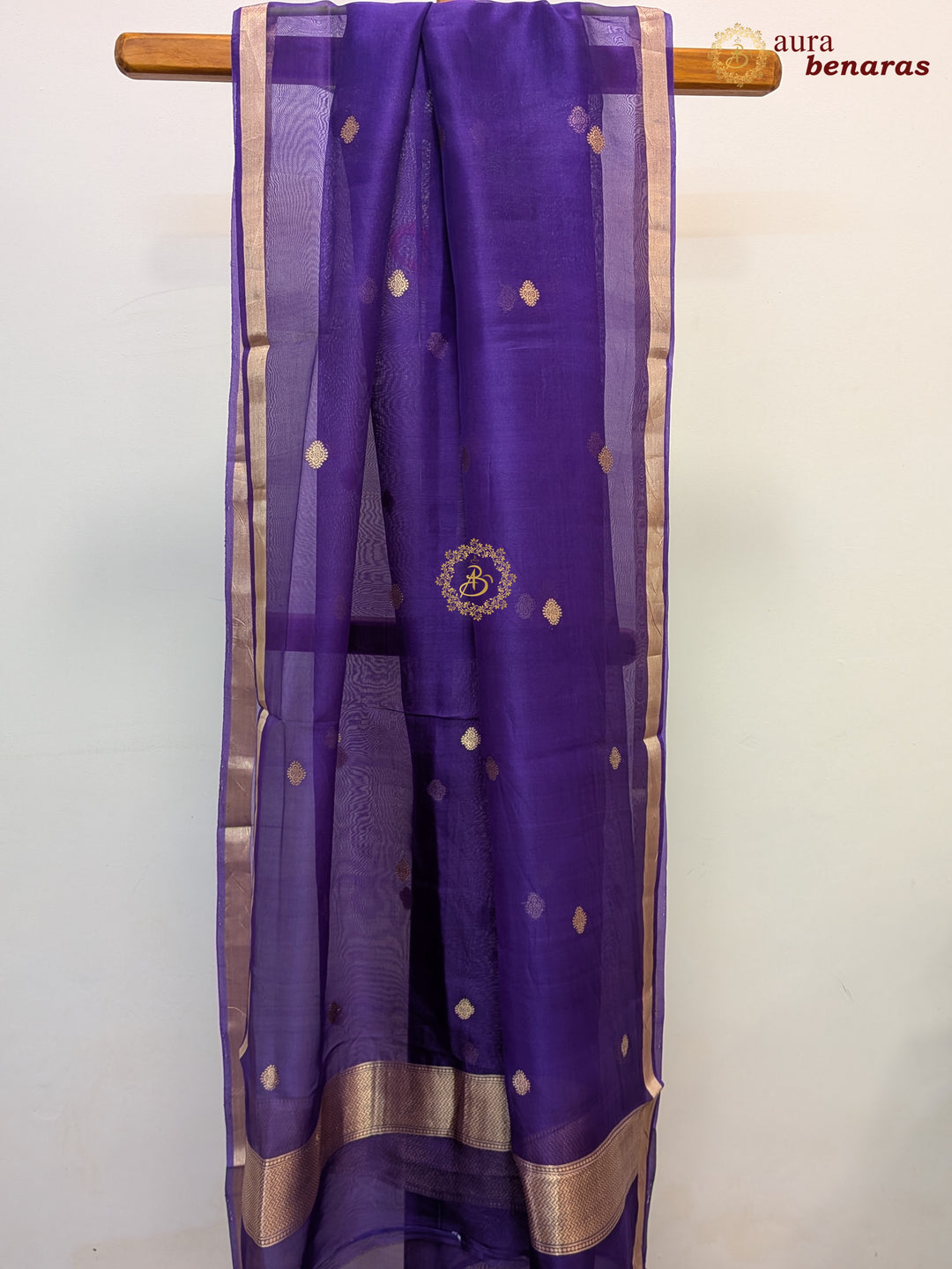 Purple Kora Silk Banarasi Dupatta with Kadhwa Zari Work