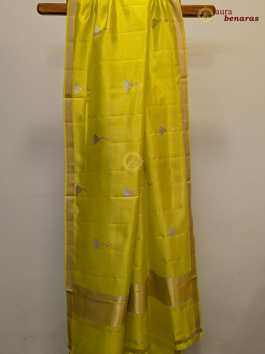 Lemon Yellow Pure Silk Banarasi Dupatta with Kadhwa Zari Work