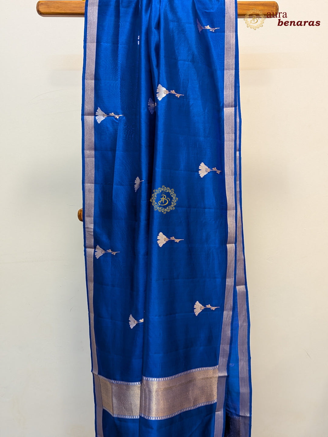 Royal Blue Pure Silk Banarasi Dupatta with Kadhwa Zari Work
