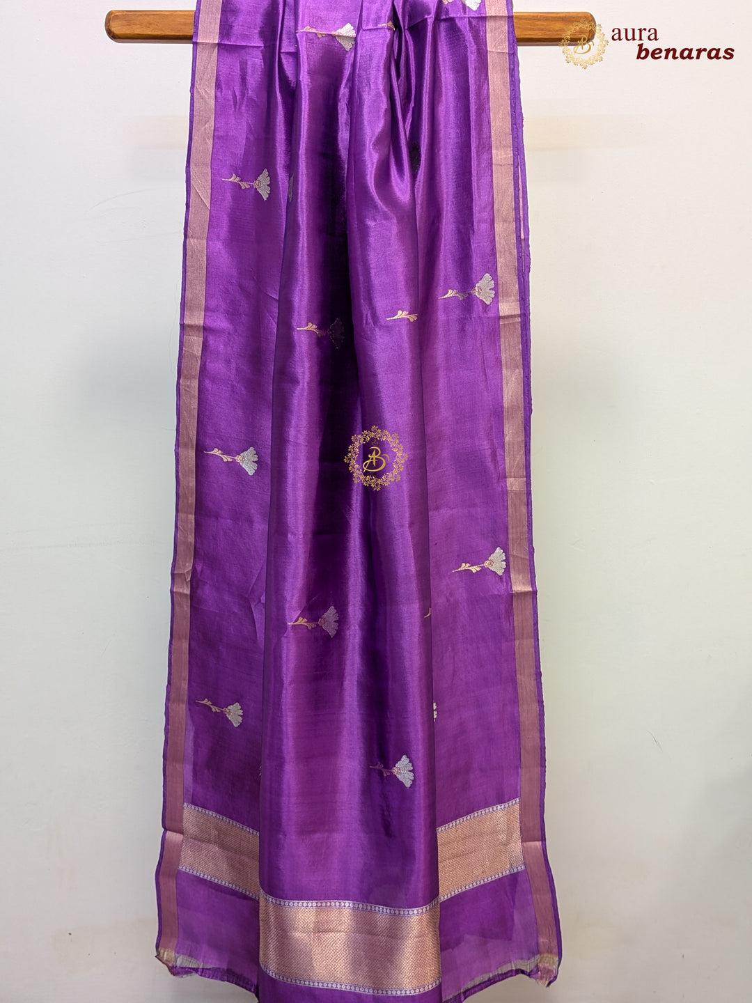 Purple Pure Silk Banarasi Dupatta with Kadhwa Zari Work