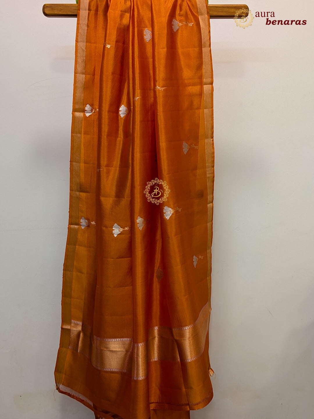 Rust Orange Pure Banarasi Silk Dupatta