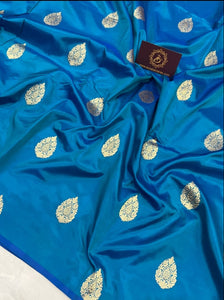 Blue Pure Banarasi Handloom Katan Silk Saree