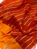 Orange Pure Banarasi Handloom Kora Silk Saree