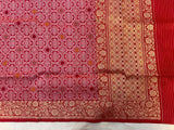 Red Pure Banarasi Handloom Katan Silk Dupatta - Aura Benaras