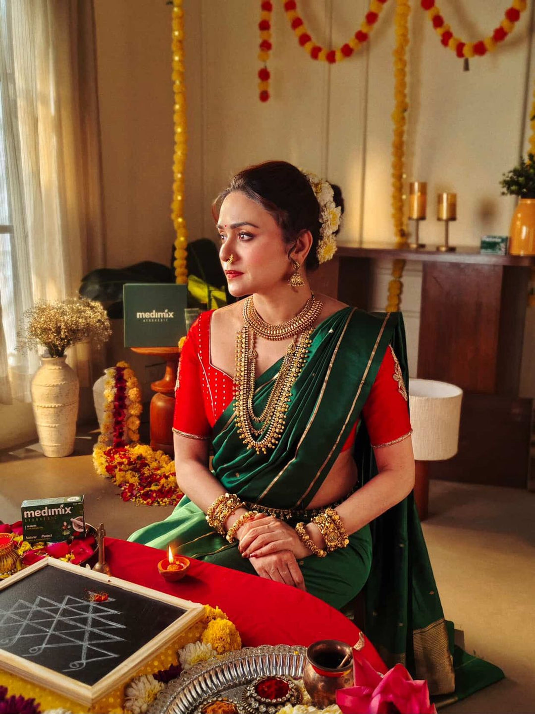 Bottle Green Pure Silk Banarasi Saree with Kadhwa Butis 