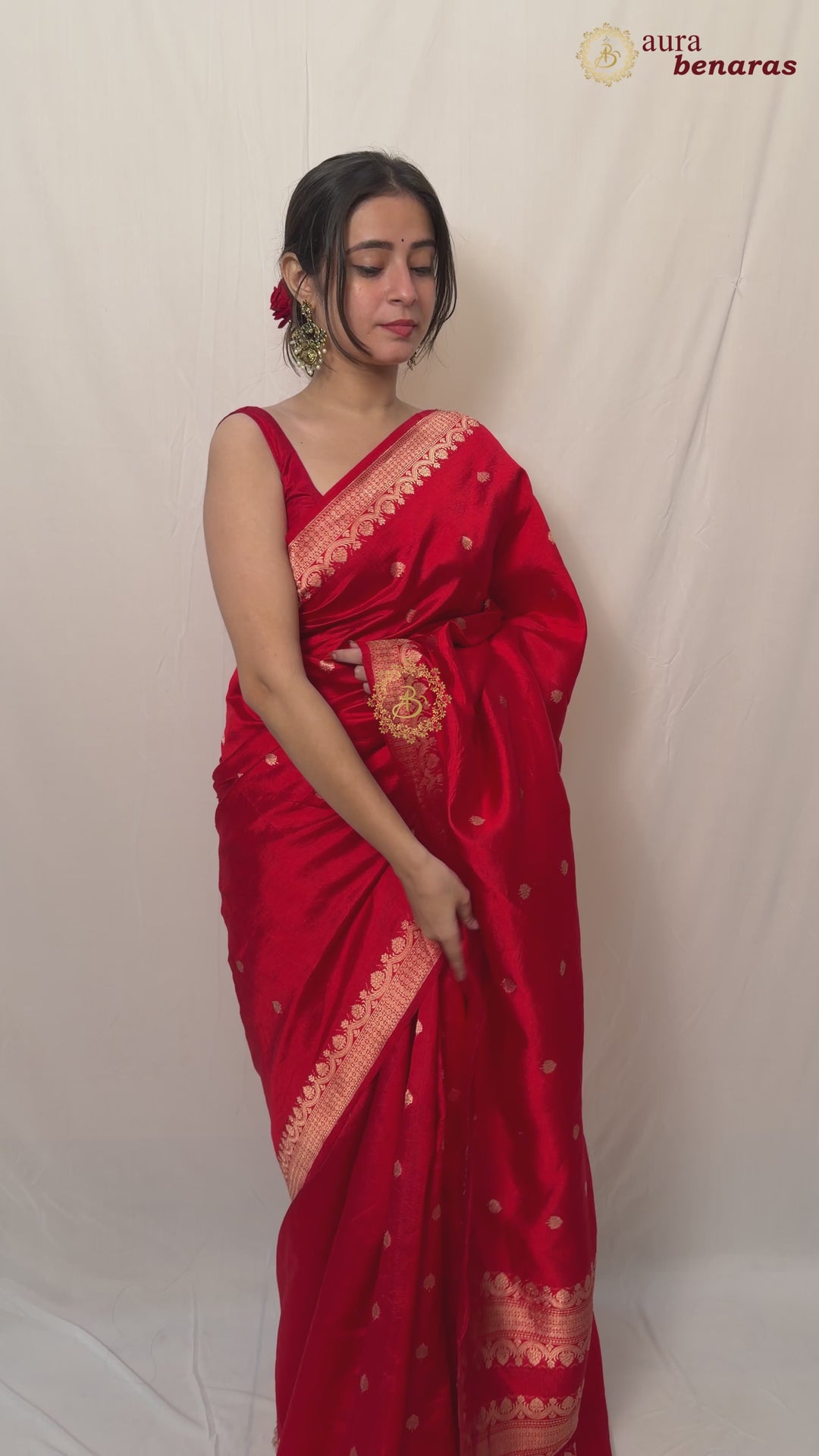 Pure Silk Handloom Banarasi Saree with Golden Zari