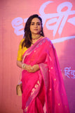 Rani Pink Pure Banarasi Handloom Kora Silk Saree