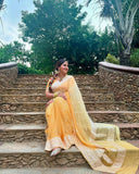 Cream-Yellow Ombre Shaded Khaddi Chiffon Banarasi Handloom Saree