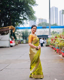 Mehendi Green Pure Banarasi Handloom Silk Saree