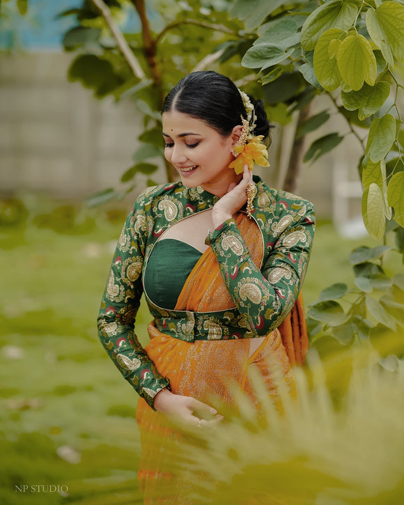 Yellow Pure Banarasi Khaddi Georgette Saree