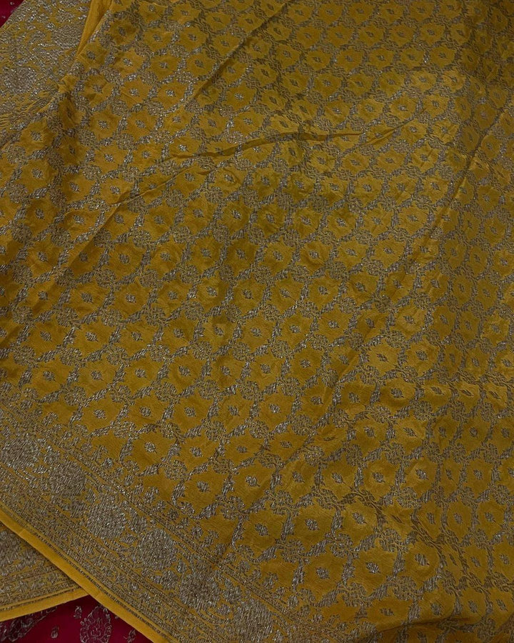 Red Pure Banarasi Khaddi Crepe Silk Saree