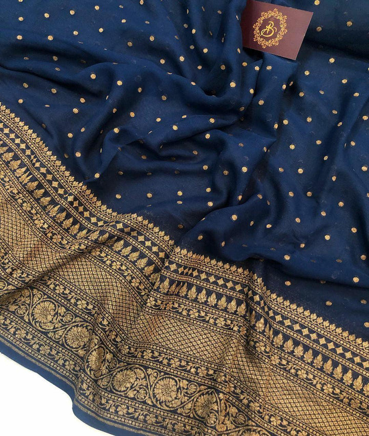 Teal Blue Banarasi Khaddi Georgette Saree