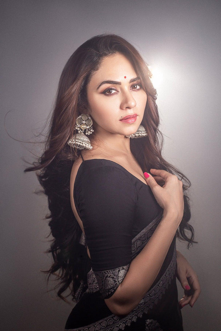 Black Khaddi Chiffon Banarasi Handloom Saree