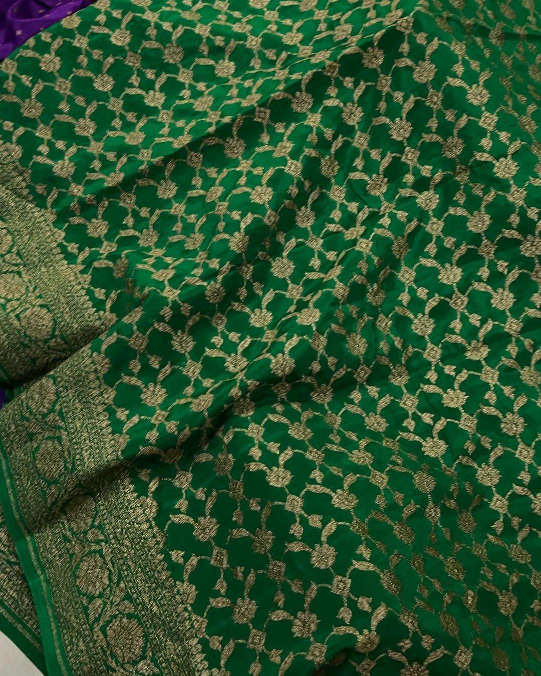 Purple Pure Banarasi Khaddi Crepe Silk Saree - Aura Benaras