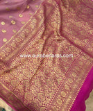 Lavender Banarasi Handloom Pure Georgette Saree - Aura Benaras