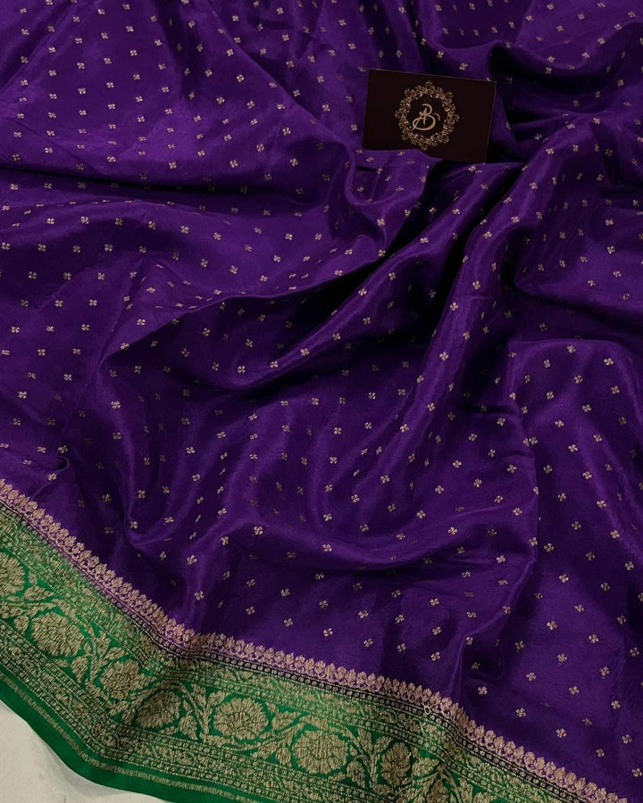 Purple Pure Banarasi Khaddi Crepe Silk Saree - Aura Benaras