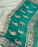 Mint Green Khaddi Chiffon Banarasi Handloom Saree - Aura Benaras