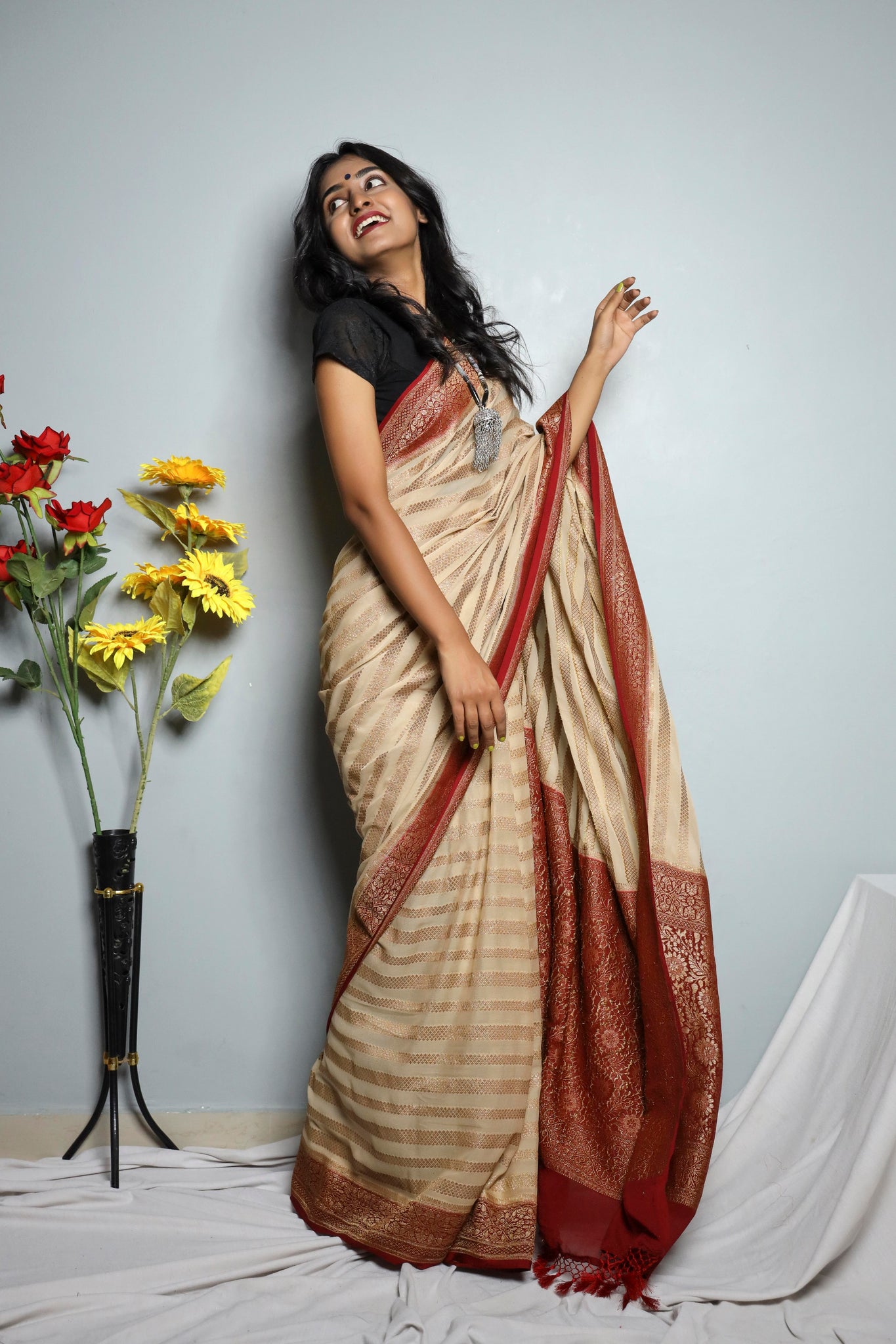 Shop Khaddi Georgette Blue Banarasi Saree Blouse Designs Online India –  Sunasa