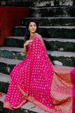 Pink Zardozi Handloom Pure Georgette Silk Saree - Aura Benaras